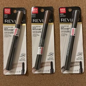 Brand new lot of 3 Revlon Colorstay Brow Mousse. Dark brown, Blonde, Auburn